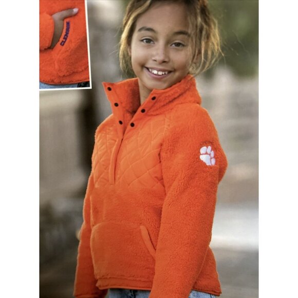 Clemson Tigers Orange Colosseum Sherpa Jacket NCAA Girls Medium New